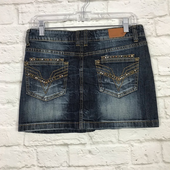 Vigoss Dresses & Skirts - Vigoss Rhinestone Bling Studded Denim Mini Skirt